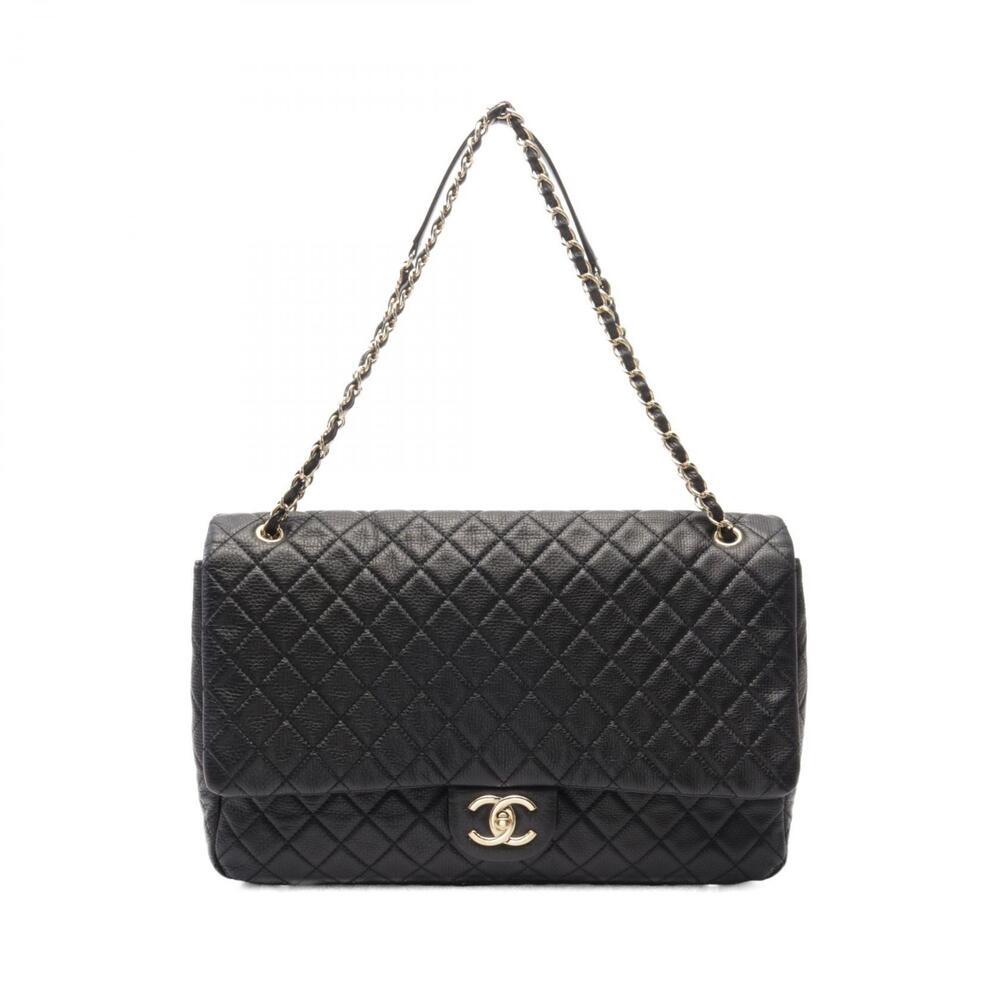Chanel Jumbo Matelasse Shoulder Bag Leather Black